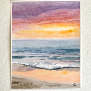 Pittura sulla spiaggia di San Francisco, pittura sull’oceano della California, pittura sull’oceano ad acquerello, arte astratta originale