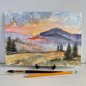 Peinture aquarelle montagne Ouray Colorado Art Original paysage peinture Camping Wall Art image 4