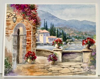 Medieval Street of Italy Painting Original Oil Painting On Hardboard Italian Cityscape Size 8 by 12 Inches Wall Art Home Decor 20x30 cm