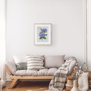 Hydrangea Watercolor Painting Blue Hydrangeas Art Floral Botanical Art Flowers Original Wall Art 14 by 10 inches image 4