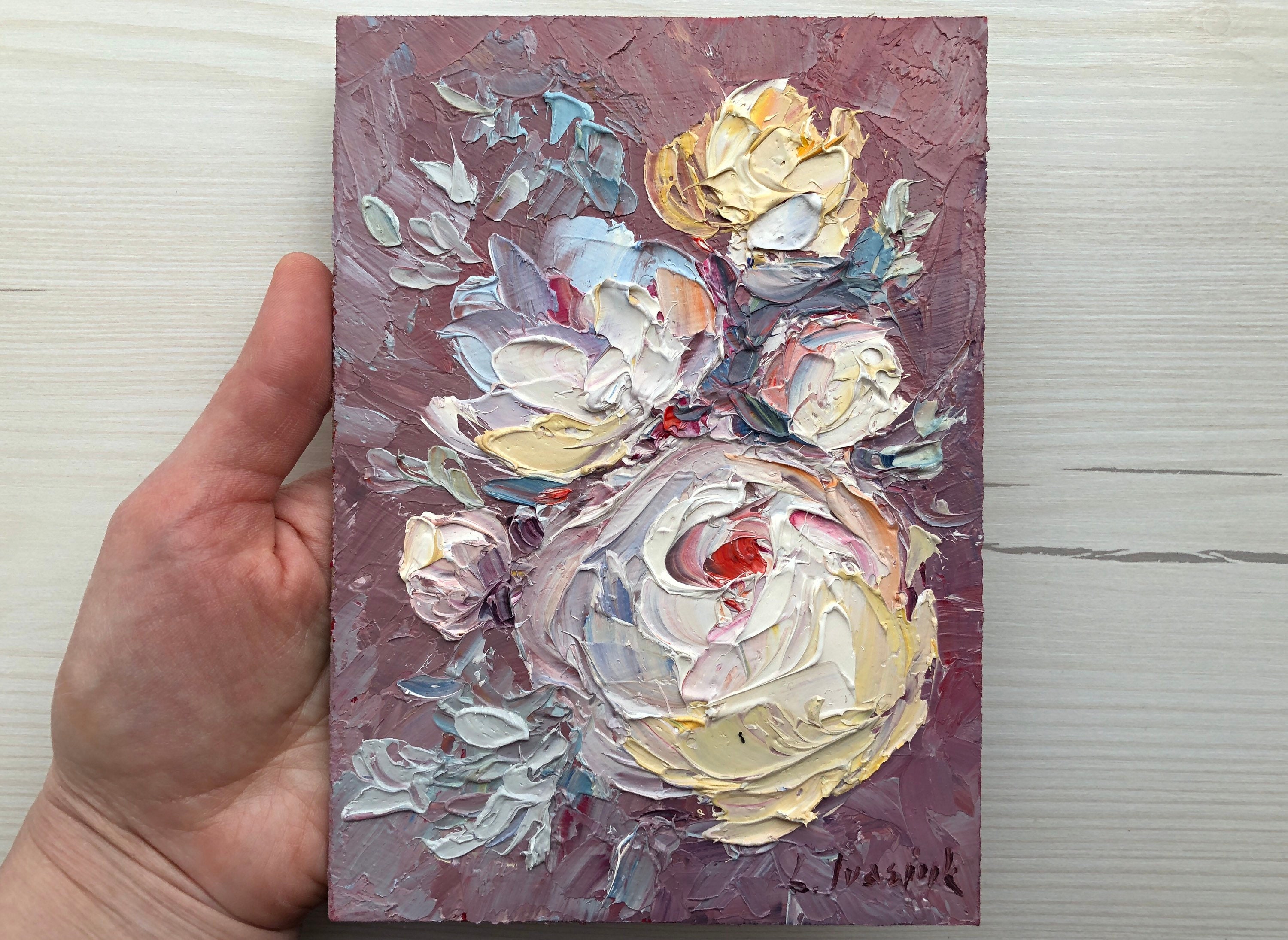 Flowers Painting Original Impasto Art White Peony Artwork 7 by | Etsy