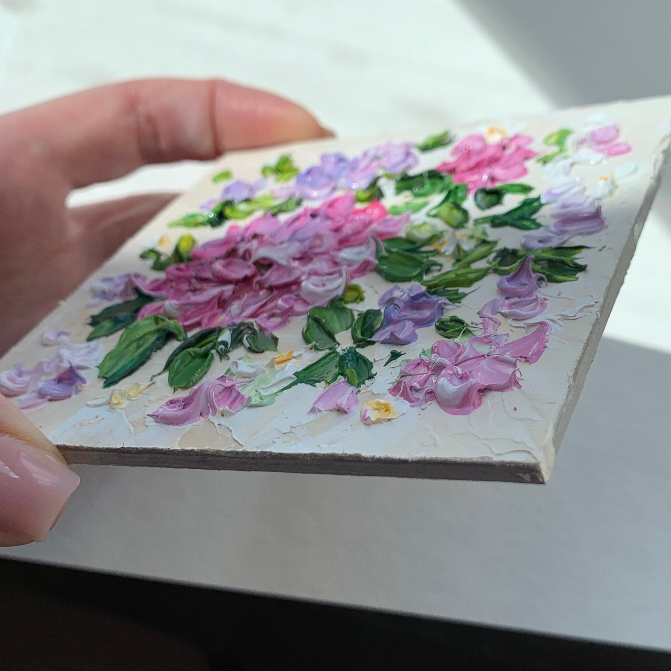 Hydrangea Flowers Art Small Floral Painting Original 3d Oil Artwork 4 X ...