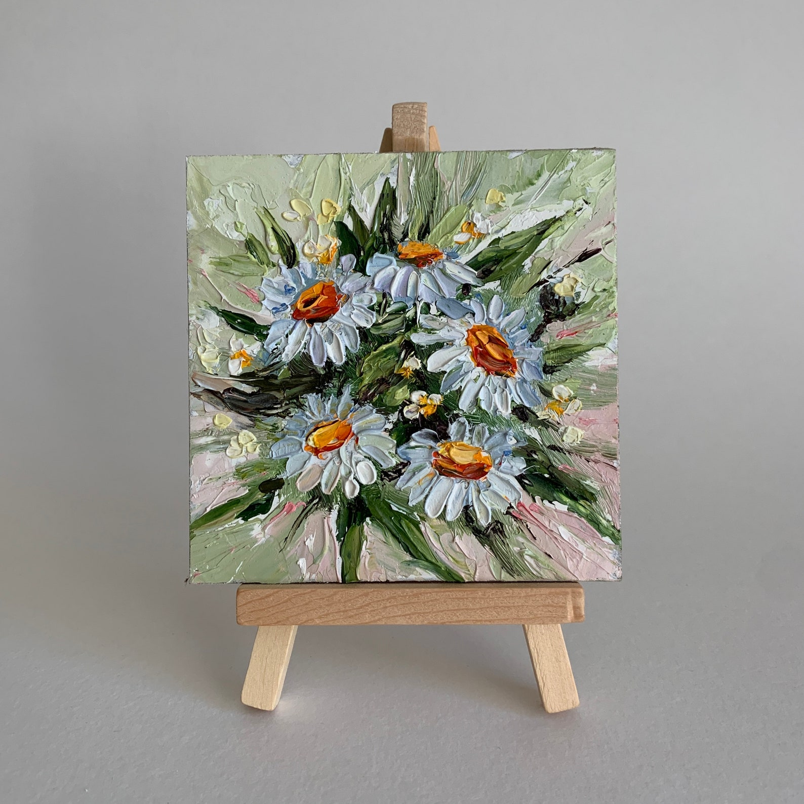 Daisy Flowers Painting Miniature Floral Art Small 3d Oil Painting 4 by ...