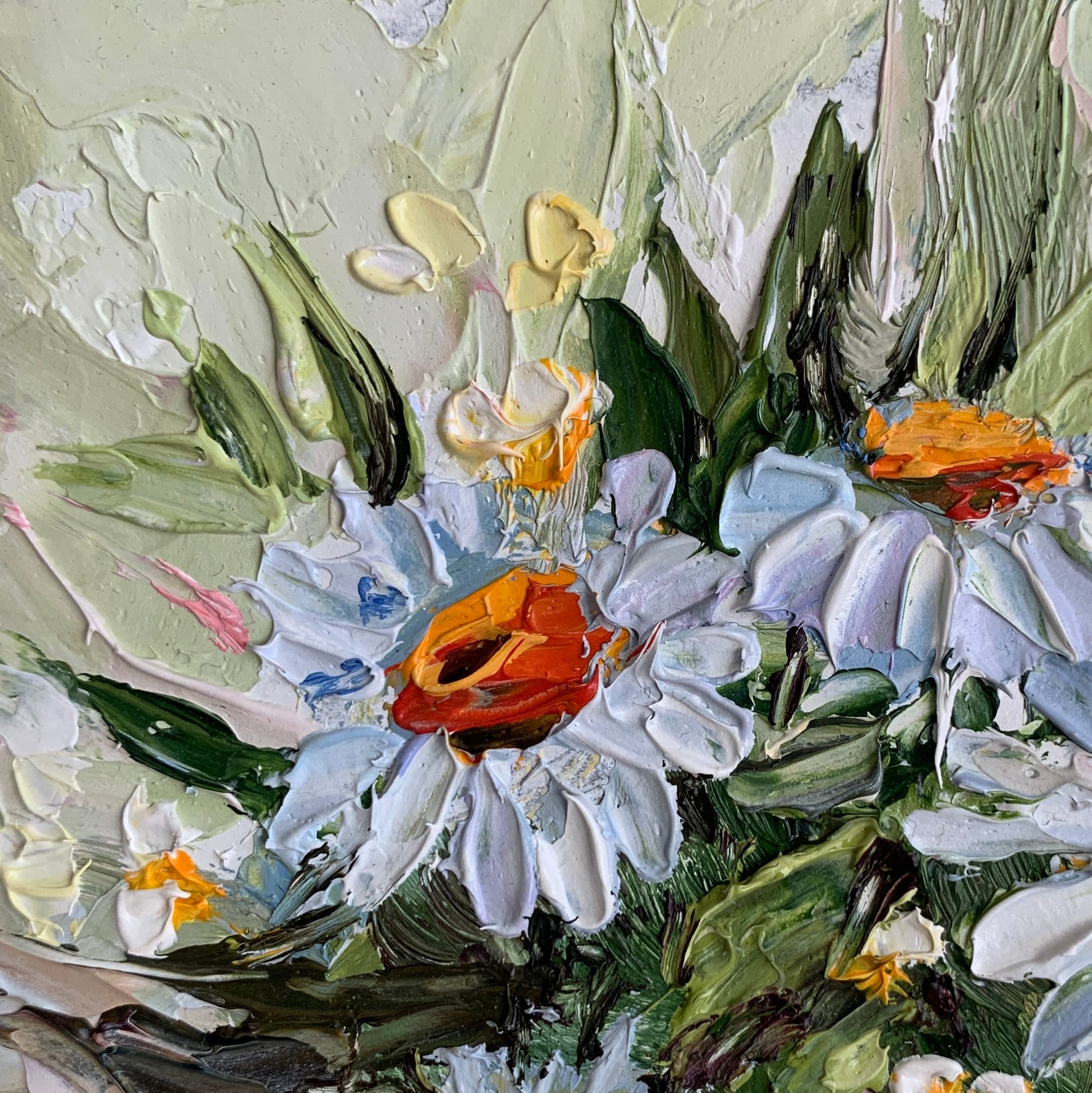 Daisy Flowers Painting Miniature Floral Art Small 3d Oil Painting 4 by ...