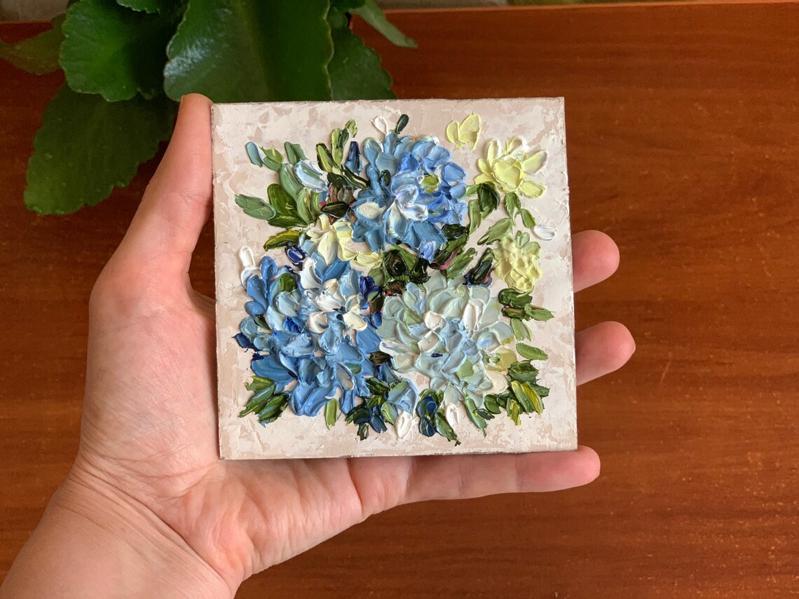 Hydrangea Flowers Painting Textured Oil Painting Impasto Original Art ...