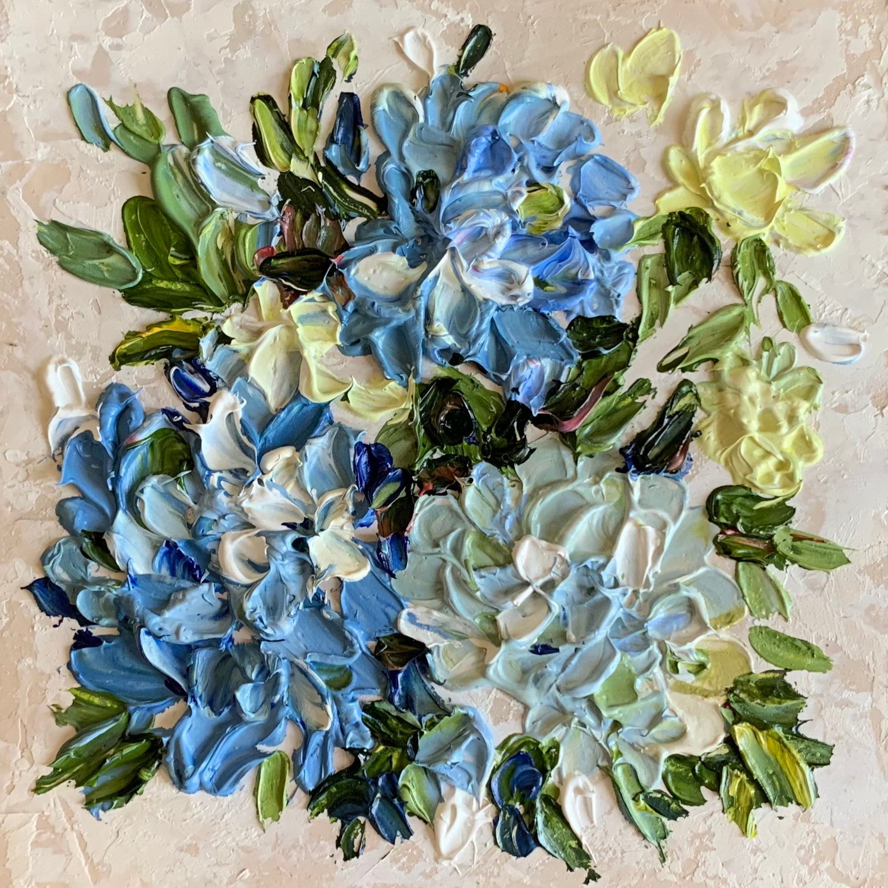 Hydrangea Flowers Painting Textured Oil Painting Impasto Original Art ...