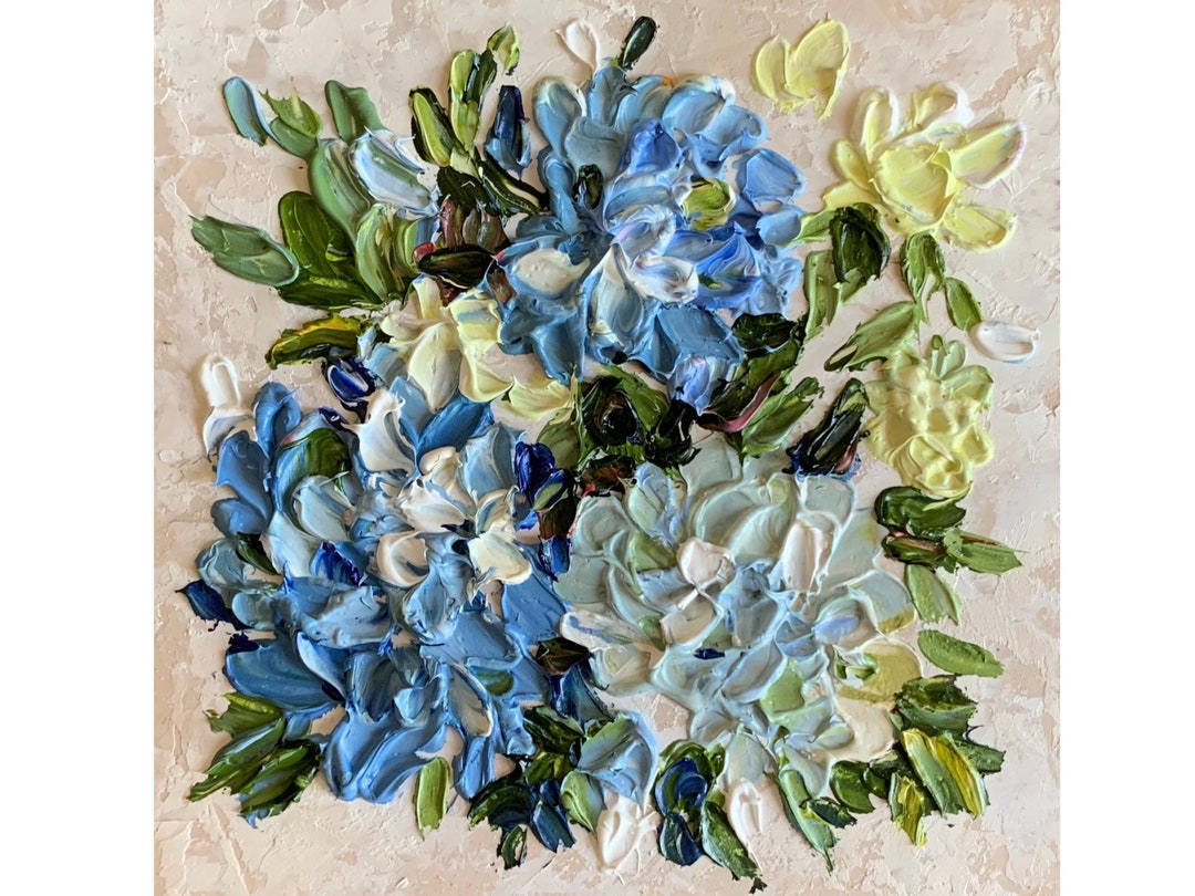 Hydrangea Flowers Painting Textured Oil Painting Impasto Original Art ...