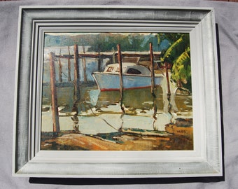 Waterscape Dock Boathouse Boat Nautical Seascape NC Coast
