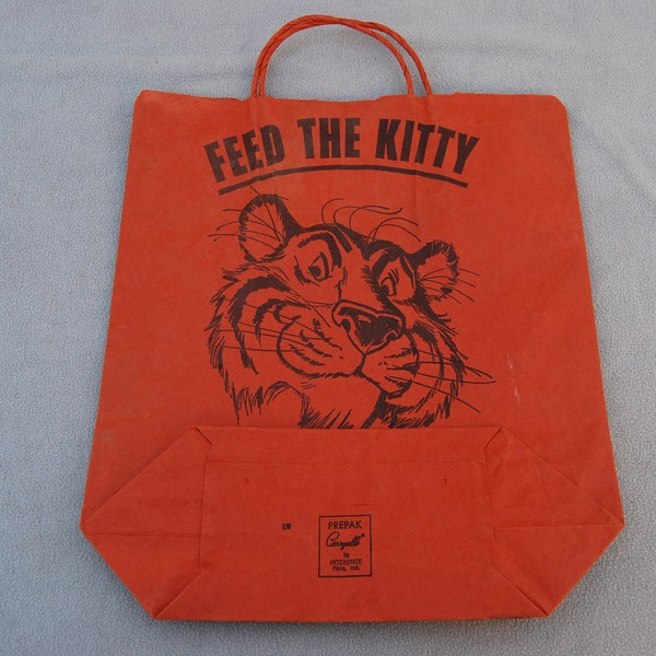 Esso Halloween Bag, Feed the Kitty, Esso Orange Bag, Shopping Bag, Paper, Vintage! Collectible!