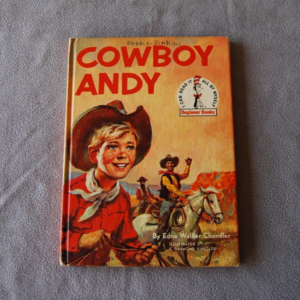 Cowboy Andy, Children's Book, Edna Walker Chandler, E. Raymond Kinstler, Beginner Books, 1959, Dr Seuss, Vintage!