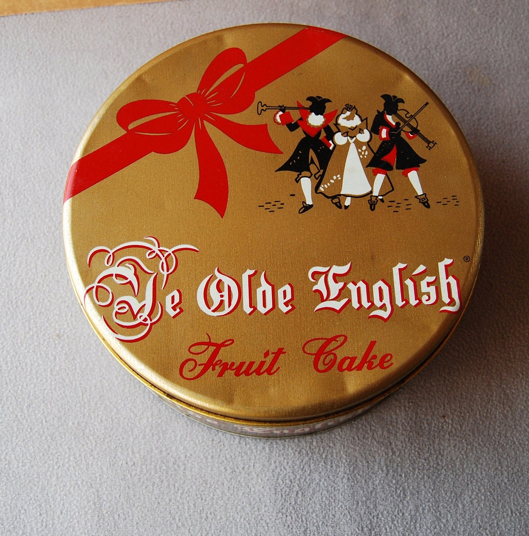 Vintage Tin Ye Olde English Tin Fruit Cake Tin Kitchen Decor Etsy