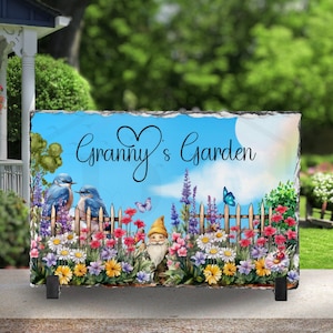 Signo de jardín de la abuela / Accesorios de jardín personalizados / Decoración de jardín / Decoración de pizarra del jardín de la abuela / Estacional única / Adorno de jardín