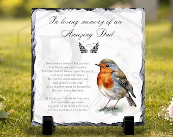 Personalised Robin Memorial Slate| Robin Design Grave Marker | bereavement Plaque