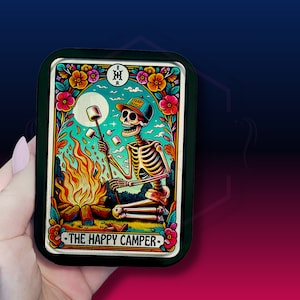 Tobacco Tin | 2oz Tobacco Tin | The Happy Camper Tin | Mint tin | Gift Tin | Silver tobacco Tin | Gold Tin
