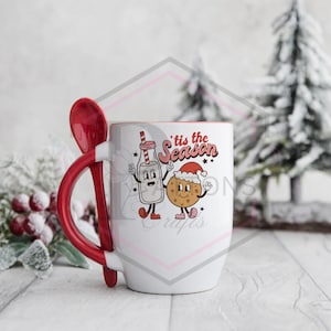 Christmas Mug with Spoon Handle: &#39;Tis the Season Hot Chocolate Mug