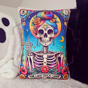 Tarot Skull Cushion: Handmade Alternative Home Decor