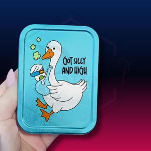 funny tobacco tins Silly Goose Tobacco Tin: Funny Gift Tin, Silver or Gold