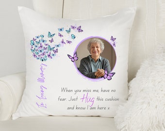 Cushion| In loving memory | Memorial cushion with photo | Butterfly memorial design | always loved and remembered | Memory cushion |