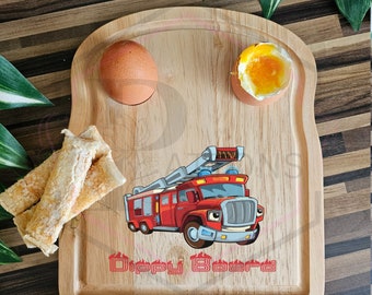 Firetruck Breakfast Board, Dippy Egg Board, Egg and Soldiers Breakfast Board.