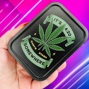 Personalized Tobacco Tin: &#39;It&#39;s 4.20 Somewhere&#39; Design