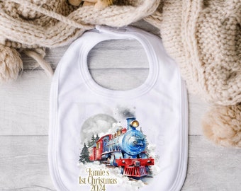 Baby bib | Baby's first Christmas 2024 |  Dribble Catcher | Personalised baby bib | Baby shower gift| Personalised baby gift |  Baby Bib