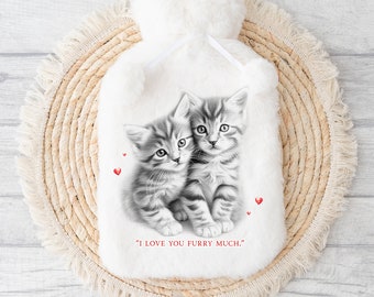 Hot water Bottle | Personalised hot water bottle | Super soft feel | 2 litre hot water bottle | Heat pack | Unique gift idea | Cat designs