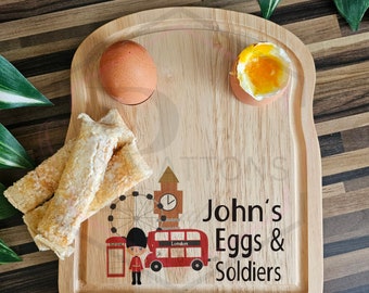 London Egg & Soldiers Breakfast Board, Dippy Egg Board, Egg Breakfast Board