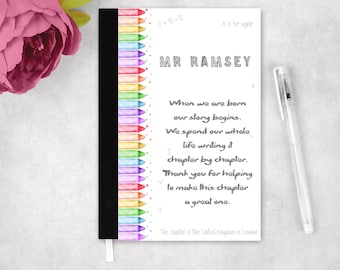 Teacher A4 notebook gift, Teachers gift, Thank you gift, Personalised gift