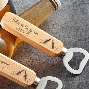 Personalized Wooden Bottle Opener: Wedding Keepsake Gift
