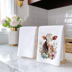 Highland Cow Tea Towel: Farmhouse Kitchen Decor