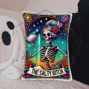 Tarot Style Skull Cushion: Handmade Alternative Home Decor