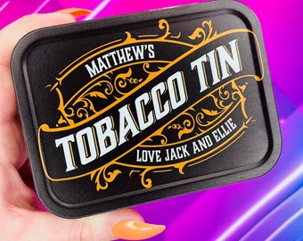 Tobacco tin, mint tin, personalised large Tobacco tin, personalised cigarette case | Tobacco tin organiser | Compartment tin