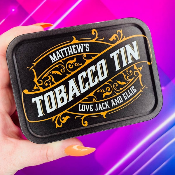 Tobacco tin, mint tin, personalised large Tobacco tin, personalised cigarette case | Tobacco tin organiser | Compartment tin