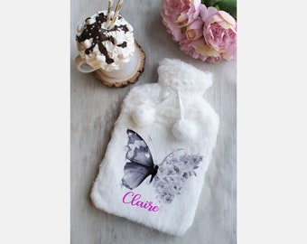 Personalized Butterfly Hot Water Bottle: Super Soft 2 L Rubber