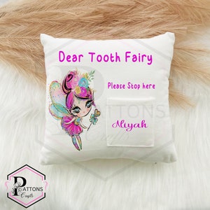 Personalised Tooth Fairy Pillow | Fairy cushion | Cushion with pocket | Tooth fairy | Tooth loss | Gift for toddler | Dear tooth fairy