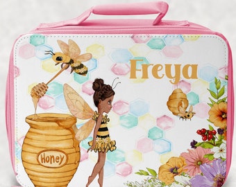 Bolsa y botella de almuerzo personalizadas con diseño de abeja de miel - Regreso al cole