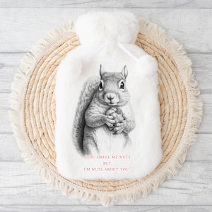 Hot water bottle | Super soft cover | 2ltr hot water bottle | heat pack | unique gift idea | Squirrel design |
