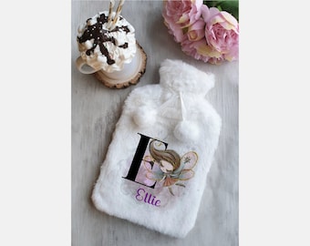 Personalized Fairy Monogram Hot Water Bottle: Super Soft 2 Litre
