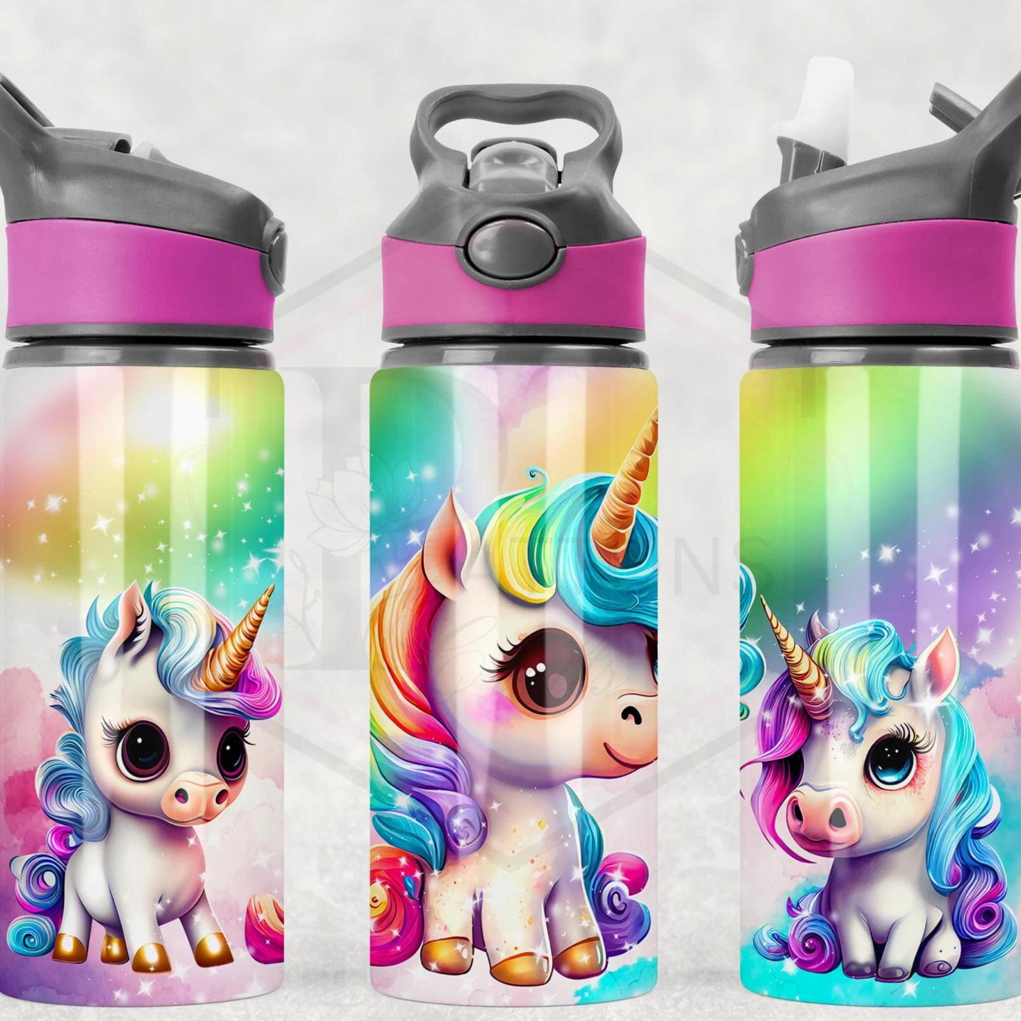 Borraccia Unicorno Per Bambini 600ml - Kit Con Berretto E Adesivi, Regalo Per Bambine - Foto 3