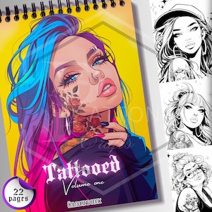 Tattooed Women Colouring Book: A4 Art Therapy, 22 Pages