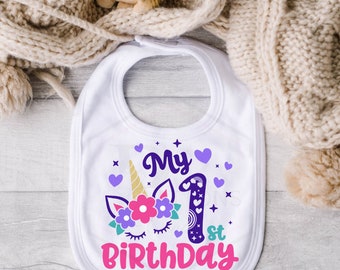 Baby bib | My First Birthday bib|  Dribble Catcher | Personalised baby bib | Baby shower gift | New parents gift |  | Personalised baby gift