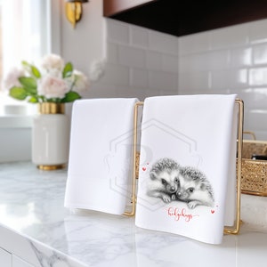 Hedgehog Tea Towel: Farmhouse Kitchen Decor