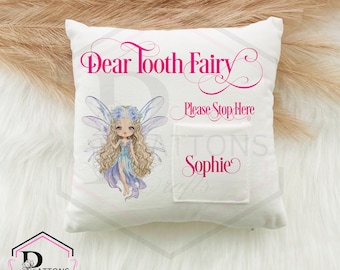 Tooth fairy cushion | Dear tooth Fairy | Tooth loss | Tooth fairy | Cushion with small pocket | Fairy | Fairy cushion | Gift for kids |