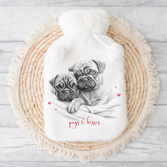 Personalized Pug Hot Water Bottle: Super Soft 2L Rubber Heat Pack