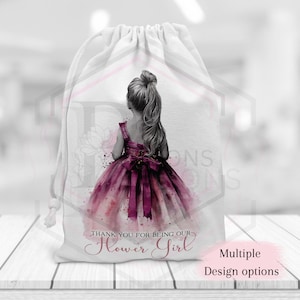 Personalized Flower Girl Drawstring Bag: Wedding Favor Keepsake