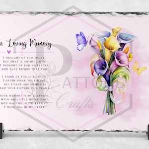 Targa commemorativa in ardesia Lily: lapide in amorevole memoria, 20 x 30 cm