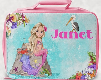 Mermaid Lunch Bag and Bottle set, Personalised gift for kids, Back to School, Children's Lunch Bag, Bottle with Straw, Stay Hydrated.