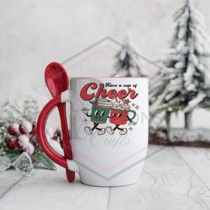 Christmas Mug with Spoon: Hot Chocolate Cup of Cheer