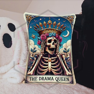 Drama Queen Skull Cushion: Handmade Tarot Style Home Decor