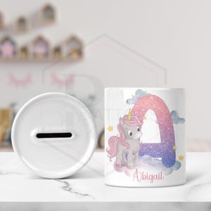 Personalized Unicorn Money Pot: Initial Ceramic Piggy Bank